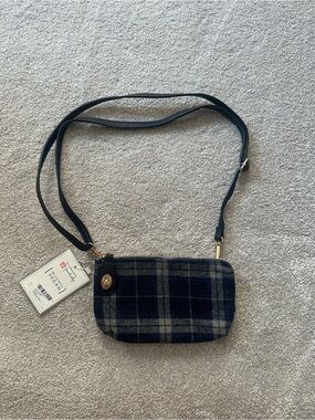 Tartan Plaid Crossbody Bag - Navy/Gray NWT